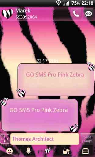 Pink Zebra Theme for GO SMS 3