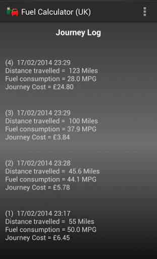UK Fuel Cost Calculator Log 4