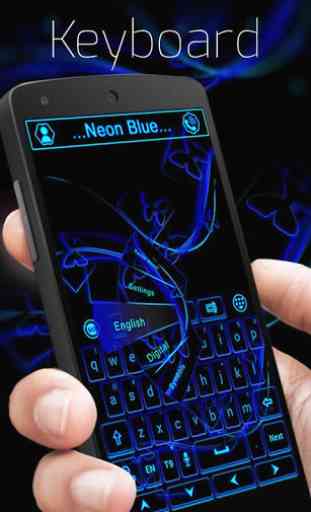 Neon Blue GO Keyboard Theme 4