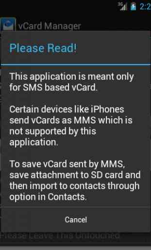 vCard Manager - vCard SMS 1