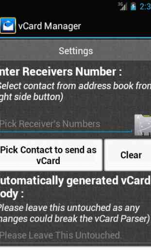 vCard Manager - vCard SMS 2