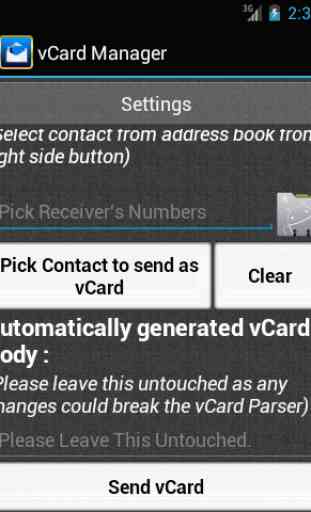 vCard Manager - vCard SMS 3