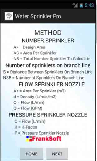 Water Sprinkler ProCalDesign 3