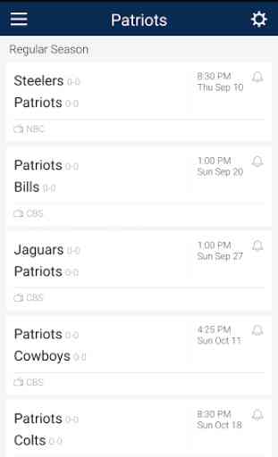 Football Schedule for Patriots 3