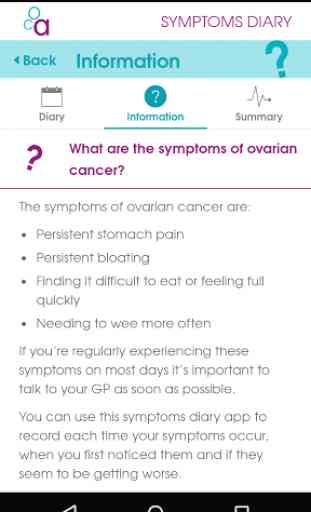 Ovarian Cancer Symptoms Diary 3