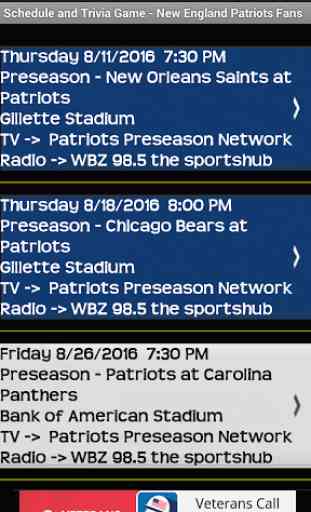 Schedule New England Patriots 2