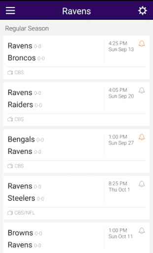 Football Schedule for Ravens 3