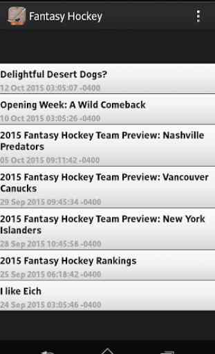 Fantasy Hockey News 1