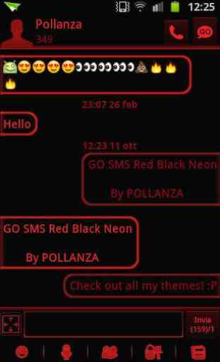 GO SMS Theme Dark Red Black 2