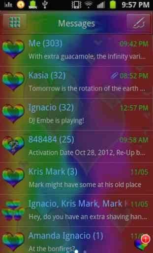 Rainbow Hearts Theme GO SMS 1