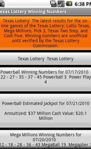 Texas Lottery Winning Numbers 1