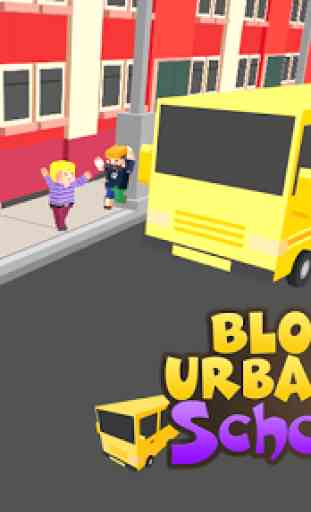Blocky Urban City Schoolbus 3D 1