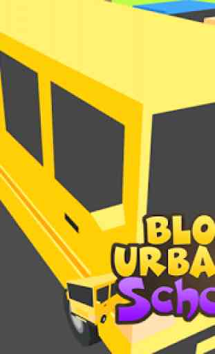 Blocky Urban City Schoolbus 3D 2