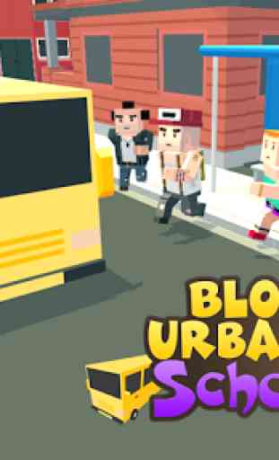 Blocky Urban City Schoolbus 3D 3