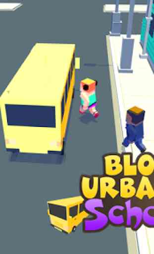 Blocky Urban City Schoolbus 3D 4