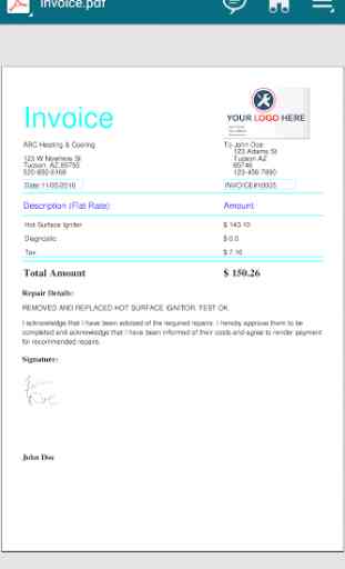 HVAC Invoice Lite 3