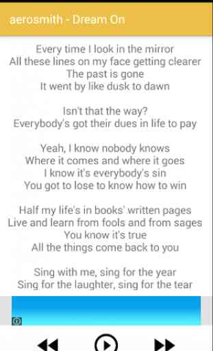 Lyrics Aerosmith SlowRock Song 3