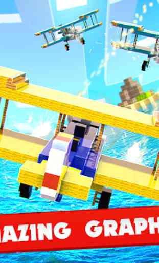 Airplane Cube Craft Block Wars 3