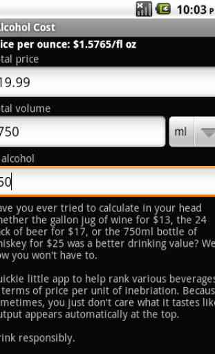 Alcohol Cost Calculator 2