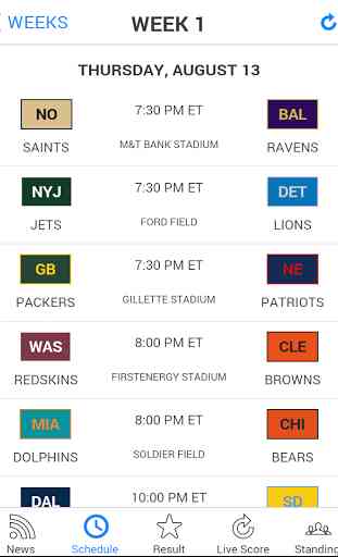 NFL 2016 Schedule & Score Live 3
