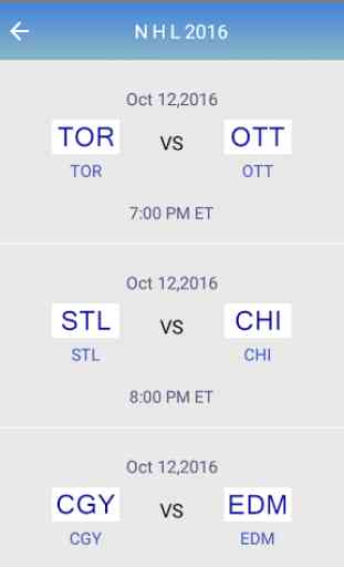 Schedule for NHL 2016 2