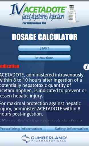 Acetadote Dosage Calculator 1