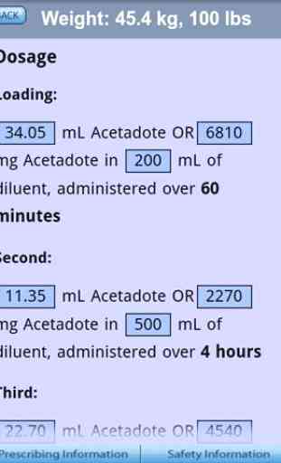 Acetadote Dosage Calculator 4