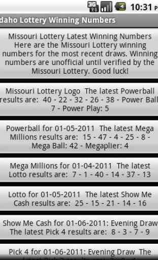 Missouri Lottery Winning Numbe 1