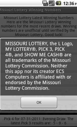 Missouri Lottery Winning Numbe 2