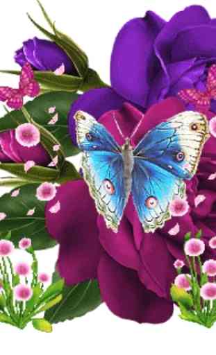 Blue Butterfly On Purple Flowe 1