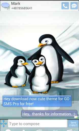 GO SMS Pro Theme Penguins 2