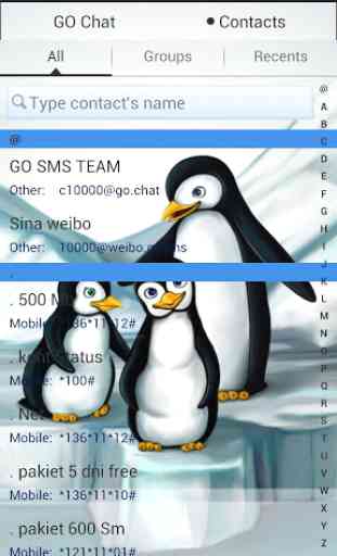 GO SMS Pro Theme Penguins 3