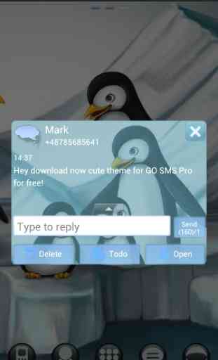 GO SMS Pro Theme Penguins 4
