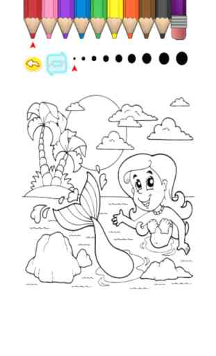 Kids Coloring Book - Cute Cartoon Mermaid 6 2