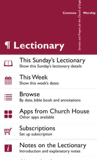 Lectionary: The Common Worship Calendar from CofE 1