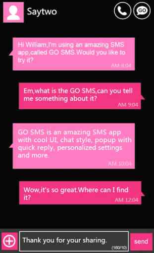GO SMS Pro WP8 PinK ThemeEX 1