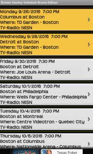 Schedule Boston Bruins Fans 2