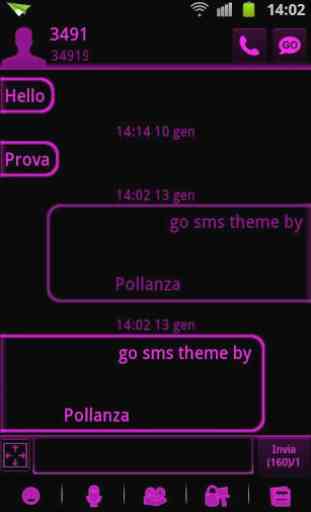 GO SMS Pink Black Neon Theme 2