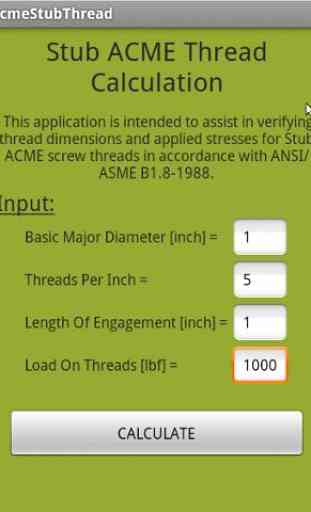 Stub ACME Thread Calculation 1
