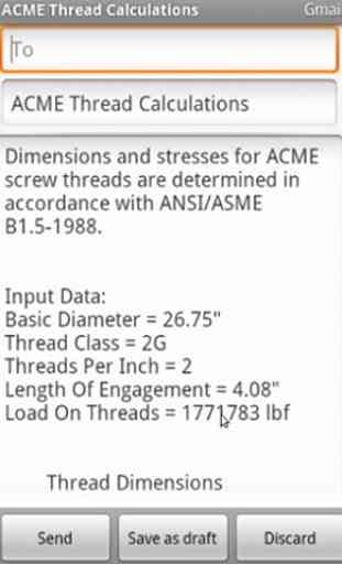 Stub ACME Thread Calculation 4