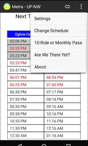 Schedule for Metra - UP-NW 4