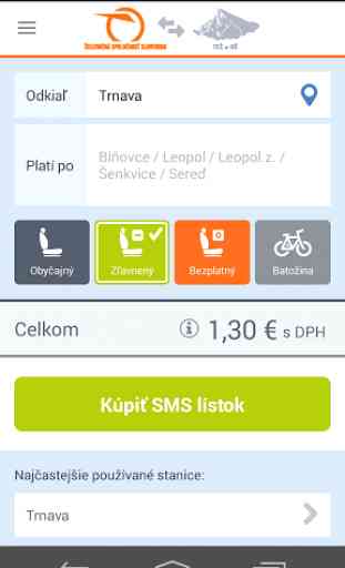Slovakrail SMS lístok PILOT 2