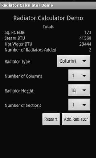 Radiator Calculator Demo 1