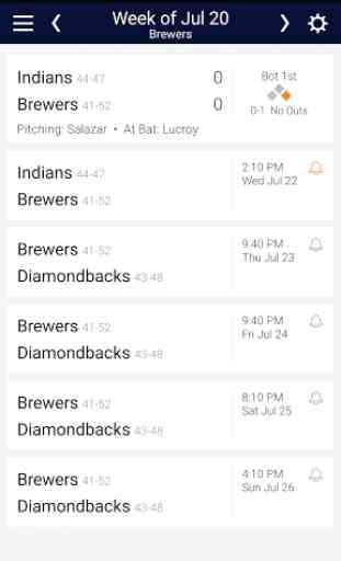 Baseball Schedule for Brewers 1