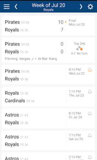 Baseball Schedule for Royals 1