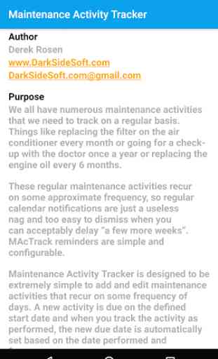 Maintenance Activity Tracker 2