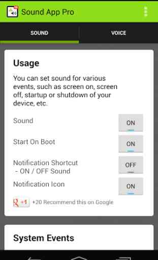 Sound App: Set Sound & Voice 1