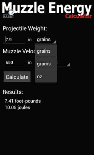 Muzzle Energy Calculator 2