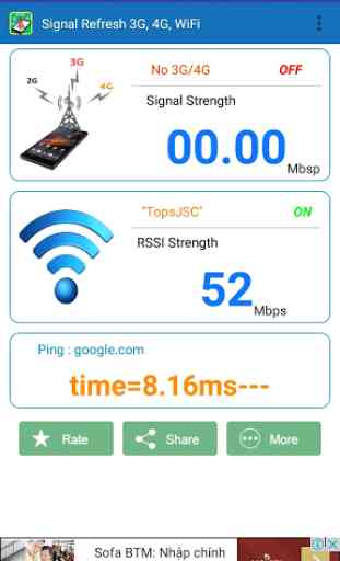 Signal Strength 3G, 4G, WiFi 1