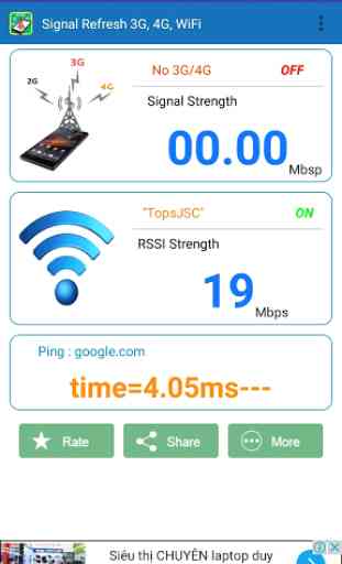 Signal Strength 3G, 4G, WiFi 3